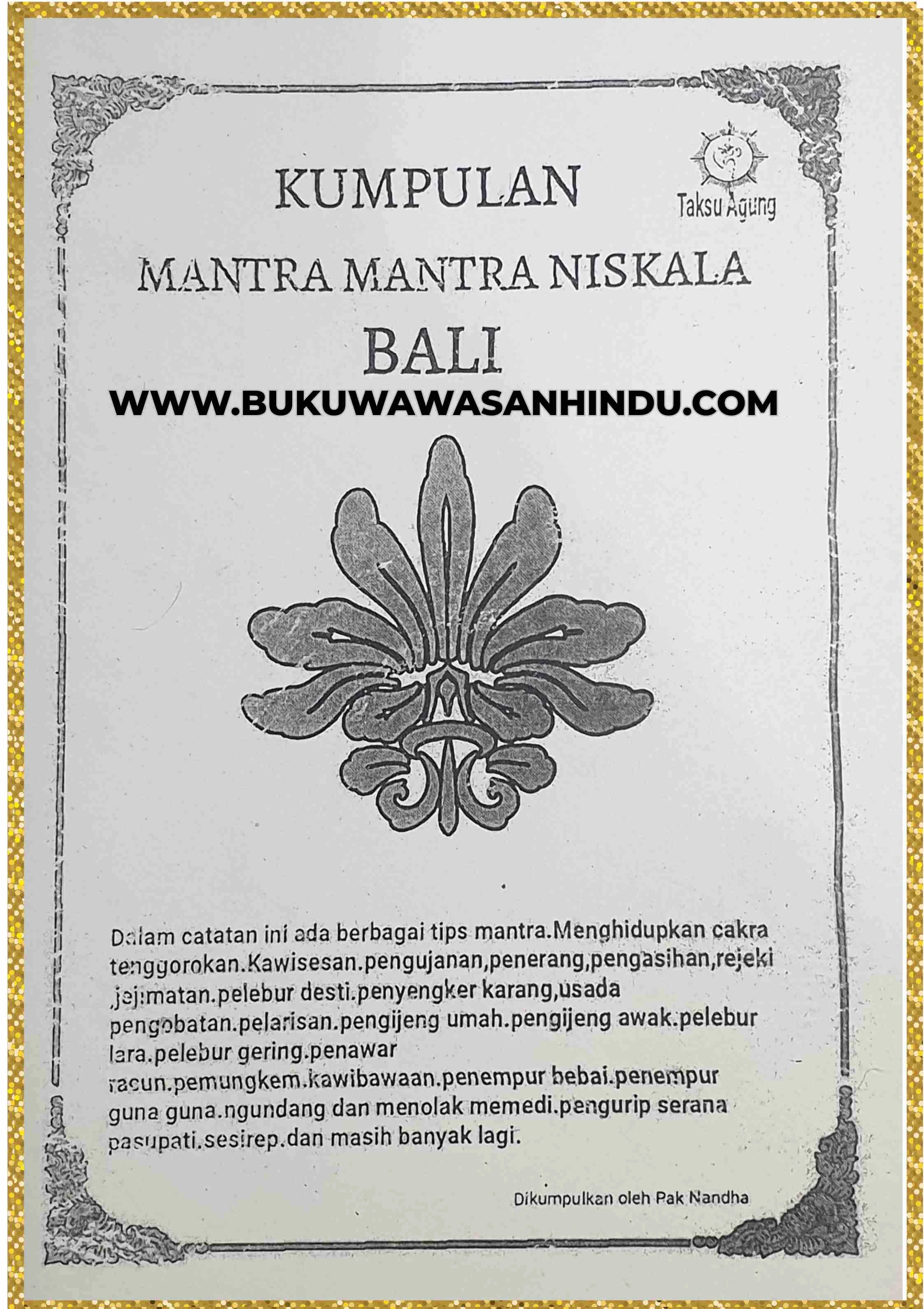 BUKU KUMPULAN MANTRA MANTRA NISKALA BALI